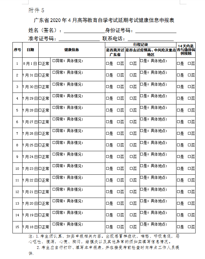 2020年8月上半年广东自考考试注意事项！